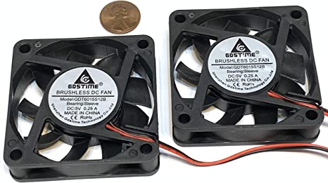 2 Piece DC Brushless Cooling Fan 5V 60mm x 15mm 2Pin Computer Heatsink 6015 A45